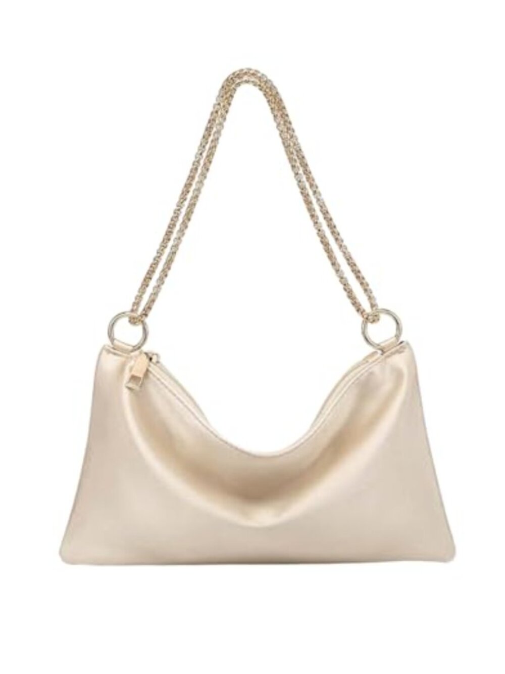 Satin Clutch Evening Handbag Metal Chain Party Prom Purse